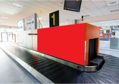Aeroport Cluj BANNER PE SUPORT A BENZI BAGAJE (Terminal de pasageri sosiri, zona benzi bagaje)