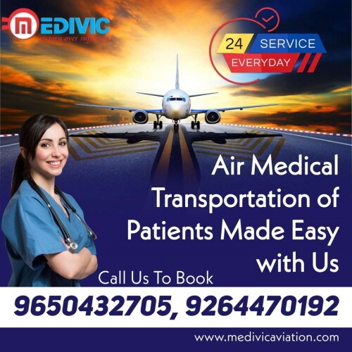 The finest aid for the emergency patient is Medivic Aviation Air Ambulance Service in Chennai, which enables you to relocate effortlessly with all kinds of modern equipment, skilled medical teams, and well-qualified MD doctors who are present in the charter aircraft to save the patient's life.

Website: http://bit.ly/2JgZGcU