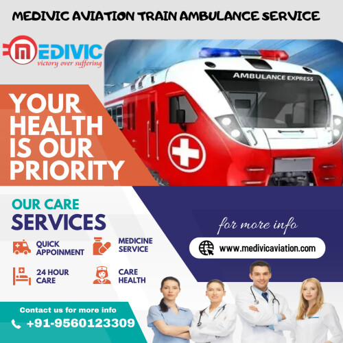 Medivic Aviation renders high-standard ICU Train Ambulance Service in Guwahati with all the medical apparatus like Oxygen Cylinders, Ventilators, Cardiac Monitors, etc., and state-of-the-art ICU facility in the train coaches with skilled MD doctors, medical squad, paramedics, and technicians to care for the patient at the same time.

Website: https://bit.ly/3CmFoLW